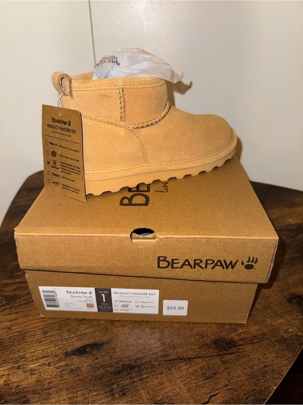 Bearpaw youth ankle boots size 1 nwt